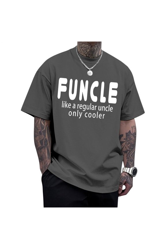 Funcle Tshirt Crewneck Men Short Sleeve Funny Uncle Cotton Graphic Tees Summer Tops for Streetwear