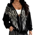 thumbnail image 1 of Ankishi Hoodie with Wings Zip Up Angel Wings Sweatshirt Long Sleeve Hoodie with Pockets for Daily Wear Party, 1 of 10