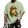 thumbnail image 1 of Ankishi Japanese Shirts for Men Funny Frog Print Short Sleeve Oversized Shirt Casual Crewneck Top for Daily Wear, 1 of 8