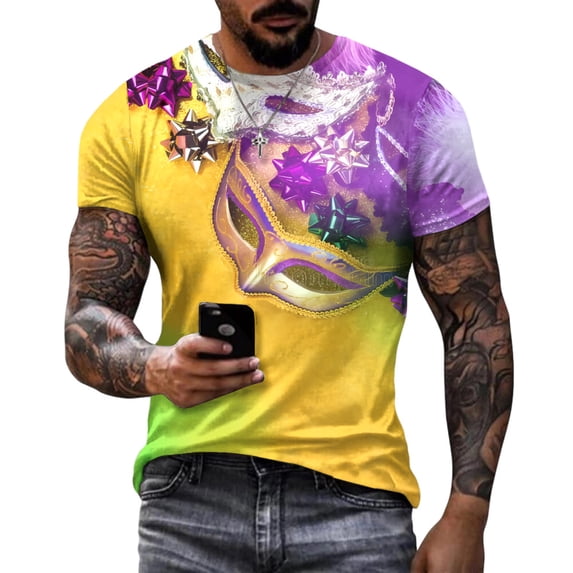 Ankishi Mardi Gras T Shirts Musical Instrument Beads Round Neck T Shirt ...