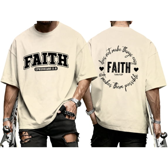 Ankishi Mens Christian T-Shirts Faith Ephesians 2 8 Short Sleeve Graphic Tee Crewneck Religious Tops for Streetwear