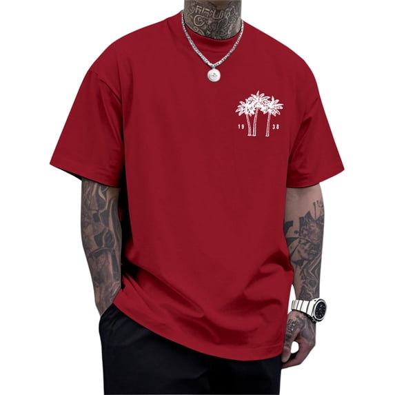 Ankishi Mens Hawaiian T Shirt Palm Tree Short Sleeve Crewneck Summer Fashion Tropical Cotton Tee Shirt for Vacation