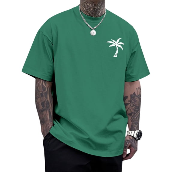 Ankishi Mens Hawaiian T Shirt Tropical Tree Casual Short Sleeve Graphic Tee Overszied Summer Tops for Travel