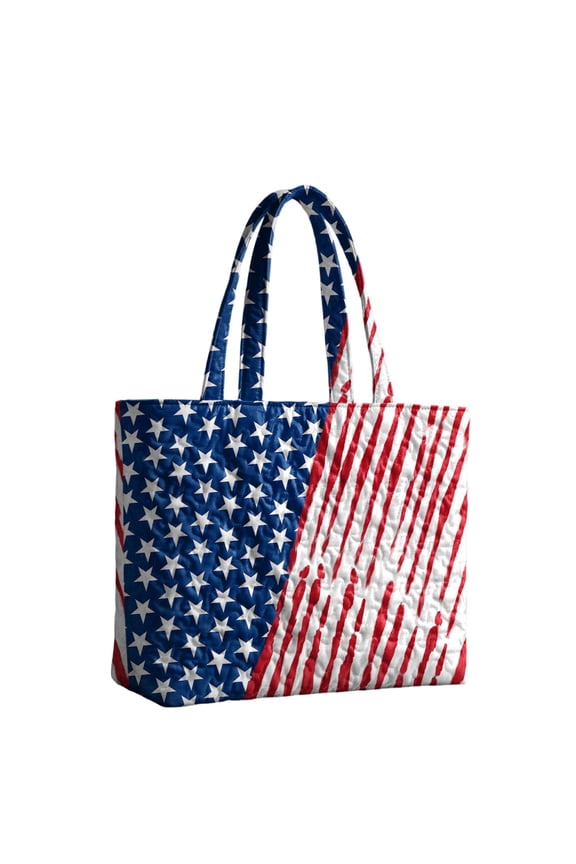 Quilted Handbags for Women American Flag Patriotic Handbags with Handles Travel Casual Purse for Vacation