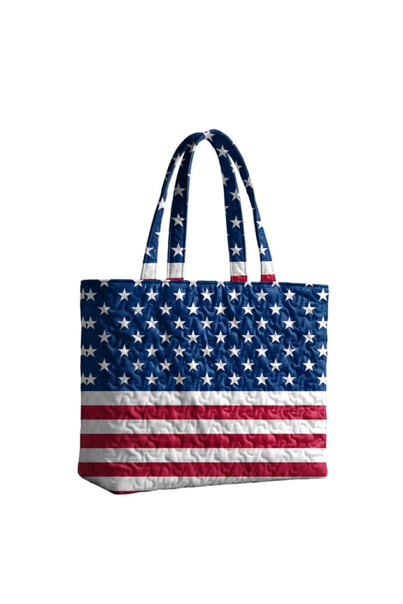 Quilted Shoulder Bags for Women American Flag Patriotic Handbags with Handles Travel Casual Purse for Vacation