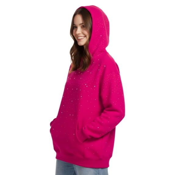 Ankishi Rhinestone Hoodie Long Sleeve Glitter Hoodie Unisex Couple Matching Pullover for Daily Wear Party Streetwear
