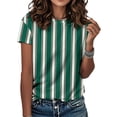 thumbnail image 1 of Ankishi Striped T Shirts for Women Crewneck Casual Retro Color Block Short Sleeve T Shirts Summer Basic Tee Top for Sports, 1 of 8
