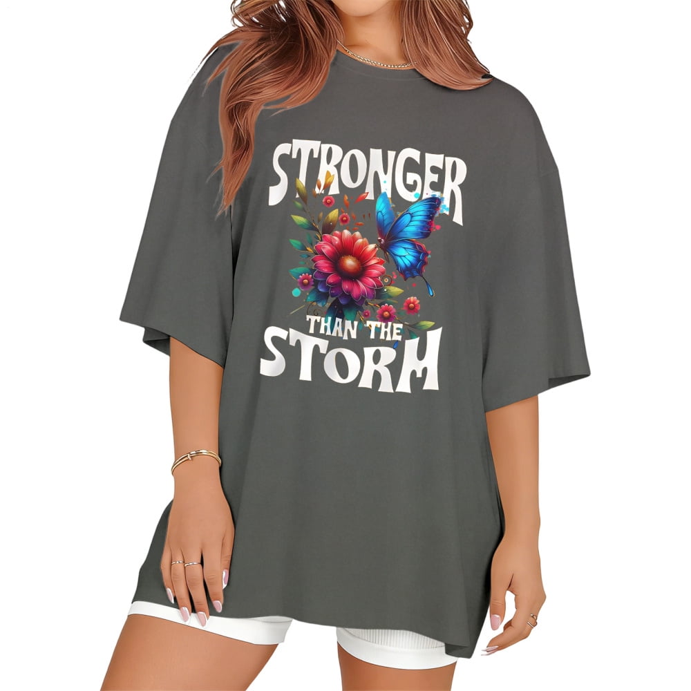 "Stronger Than The Storm" Vinyl Decal Sticker - Black, 7x3.8 Inch, For Car Window, Laptop, Wall, Indoor/Outdoor Use