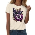 thumbnail image 1 of Ankishi Womens Butterfly Shirt Floral Crew Neck Summer Casual T Shirts Fashion Graphic Tees for Everyday Wear, 1 of 7