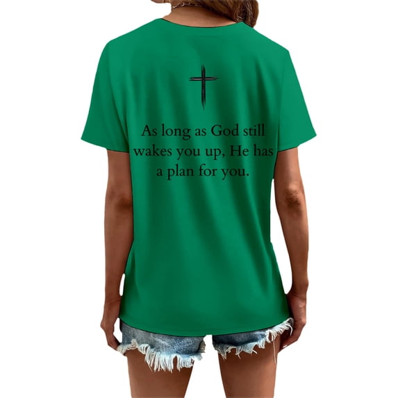 Ankishi Womens Christian Tshirts Cross Round Neck Short Sleeve Graphic Tees Pullover Basic Top for Sports Travel