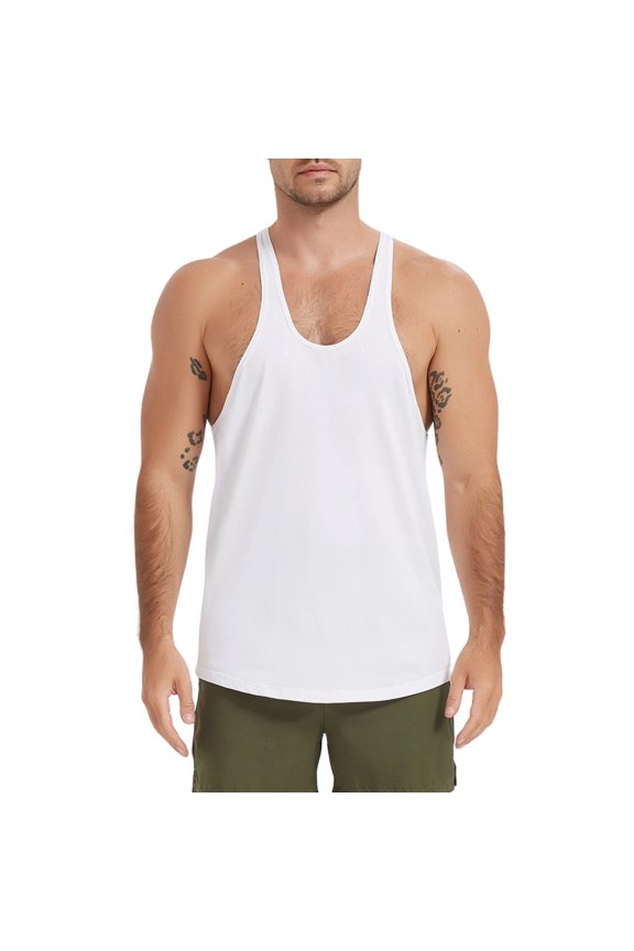 Y Back Tank Tops for Men Quick Dry Loose Fit Bodybuilding Sleeveless Summer Workout Tops Vest for Running