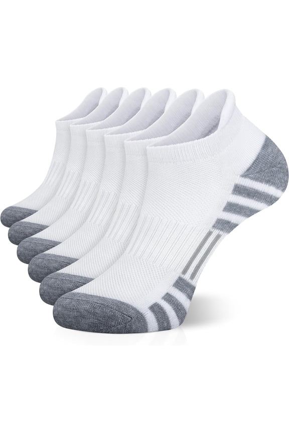 Ankle Athletic Running Socks Cushioned Breathable Low Cut Sports Tab Socks for Men and Women (6 Pairs)