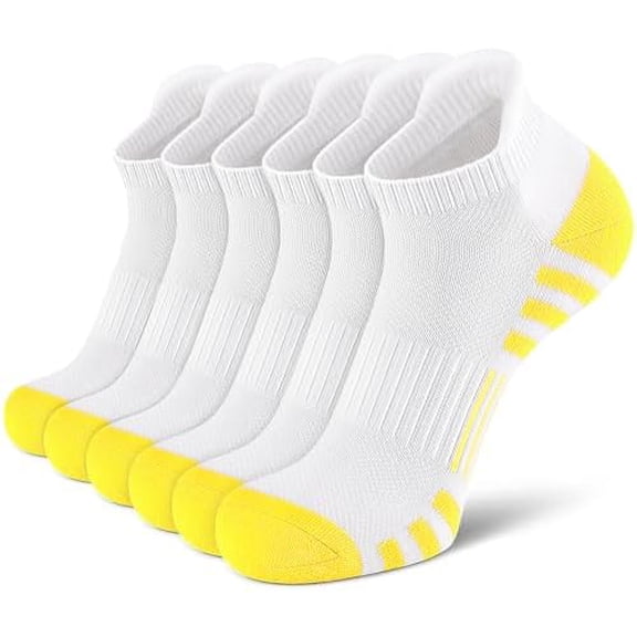Ankle Athletic Running Socks Cushioned Breathable Low Cut Sports Tab Socks for Men and Women (6 Pairs)