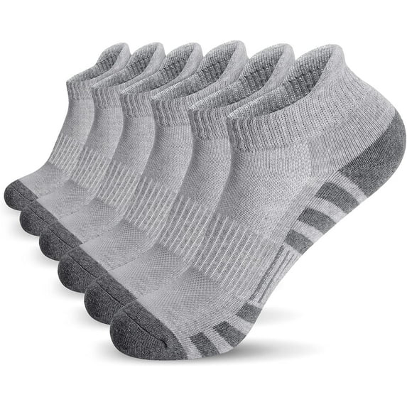 Ankle Athletic Running Socks Cushioned Breathable Low Cut Sports Tab Socks for Men and Women (6 Pairs)
