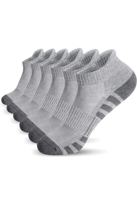 Ankle Athletic Running Socks Cushioned Breathable Low Cut Sports Tab Socks for Men and Women (6 Pairs)