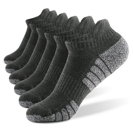 Ankle Athletic Running Socks Low Cut Sports Socks Breathable Cushioned Tab Socks for Men Women 6 Pairs