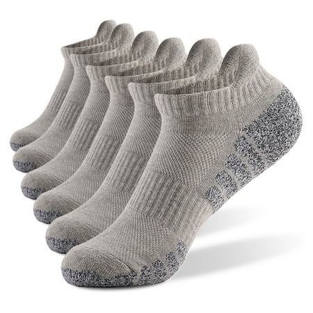 Ankle Athletic Running Socks Low Cut Sports Socks Breathable Cushioned Tab Socks for Men Women 6 Pairs