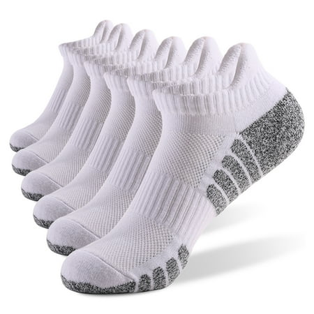 Ankle Athletic Running Socks Low Cut Sports Socks Breathable Cushioned Tab Socks for Men Women 6 Pairs