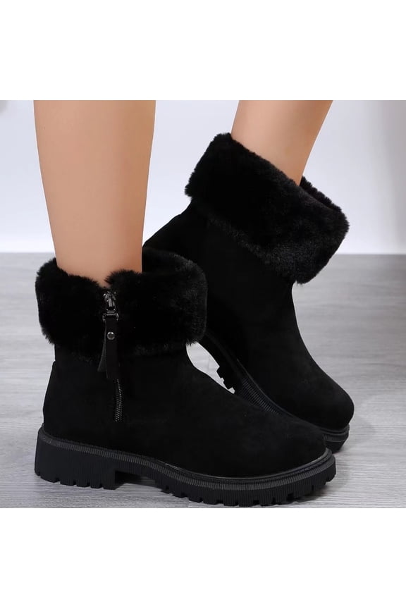 Ankle Boot Plus - Size Women's Snow Boots for Autumn and Winter - New Style, Lined and Thickened Short - British - Style Boots, Warm Outer - Wear Cotton Shoes