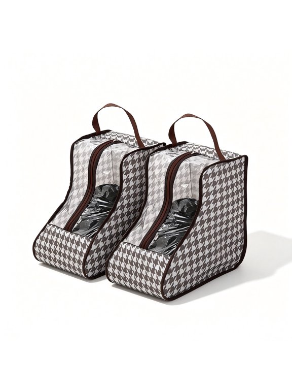Ankle Boot Storage Bags 2Pack, NonWoven Fabric Boot Organizer with Clear Window, Zipper & Carry Handle, DustProof Shoe Protector Pouch for Martin Boots & Short Boots