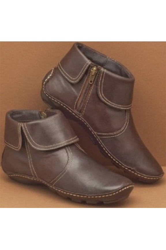 Ankle Booties for Women, Flat Heel Short Boots, Fashion Casual Pull-On Boots