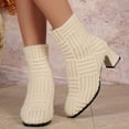 thumbnail image 1 of Ankle Boots For Women Dressy Comfy Knit Sock Booties Square Toe Heel Slip Elastic Fall Booties, 1 of 8