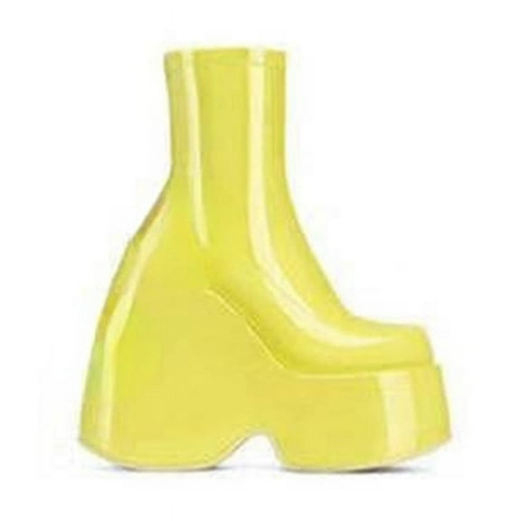 Ankle Boots Platform Round Toe High Heel?Combat Boots (6, Yellow)