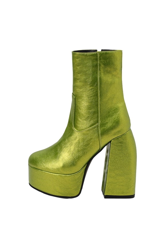 Ankle Boots Solid High Heel Candy Color Heel Super High Heel Large Size Ankle Boots Womens Booties Green 40