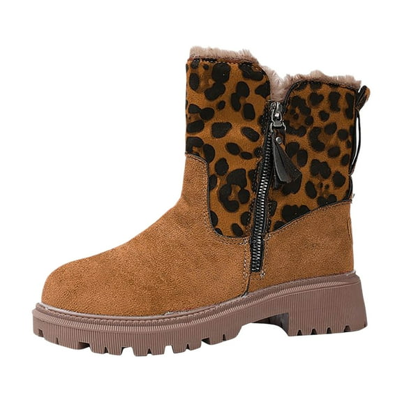 Ankle Boots for Women Winter Fashion Floral Print Suede Platform Boots with Side Zipper Warm Lined Snow Ankle Booties for Cold Weather Flock 40 Size