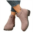 thumbnail image 1 of Ankle Boots for Women 2025 Fashion Casual Suede Round Toe Chunky Low Heel Slip on Chelsea Booties Winter Fall Shoes Pink Size 7.5, 1 of 7