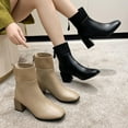 thumbnail image 1 of Ankle Boots for Women Chunky Heel Square Toe Solid Color Zipper Womens Warm Shoes Mid Heel Ankle Boots Black 5.5, 1 of 10
