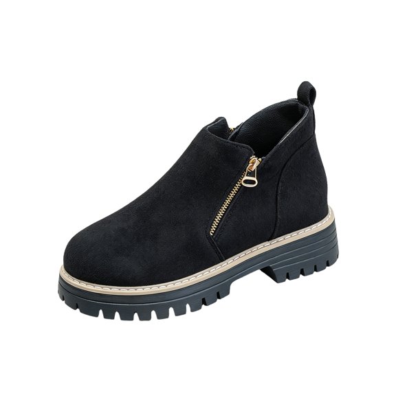 Ankle Boots for Women Chunky Platform Lug Sole Side Zipper Chelsea Booties Fall 37