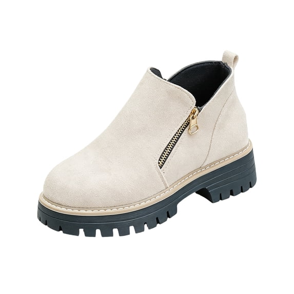 Ankle Boots for Women Chunky Platform Lug Sole Side Zipper Chelsea Booties Fall 37