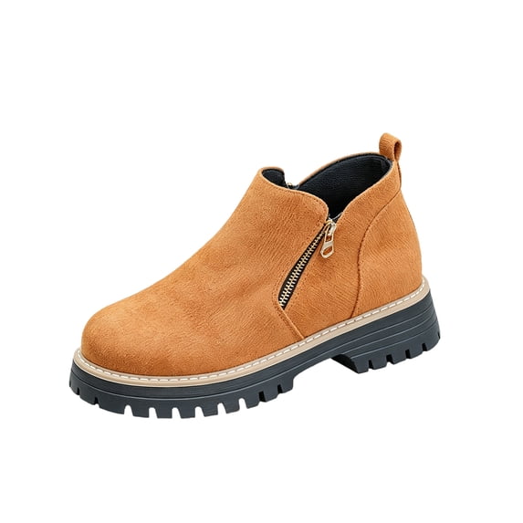 Ankle Boots for Women Chunky Platform Lug Sole Side Zipper Chelsea Booties Fall 42