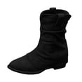 thumbnail image 1 of Ankle Boots for Women Fashion Suede Round Toe on Heel Platform Mid Calf Boots Comfortable Casual Winter Booties Flock 36 Size, 1 of 5