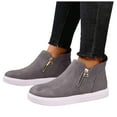 thumbnail image 1 of Ankle Boots for Women Platform Nonslip Zip up Short Booties Suede Round Toe Casual Walking Shoes Flats, 1 of 5