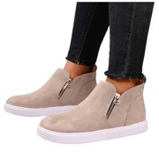 NIOKIT Women's Fall Platform Heeled Ankle Booties Round Toe Chunky Heel Lace Up Zipper Fashion Combat Boots-542572