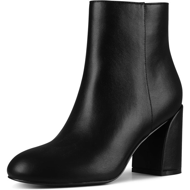 Ankle Boots for Women Square Toe Short Boots Side Zipper Low Heel Ankle