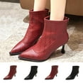 thumbnail image 1 of Ankle Boots for Women Kitten Heel Pointy Toe Booties with Zipper Women Trendy Casual Outdoor Dressy Comfortable Boots Winter Warm Shoes Wine 5.5, 1 of 10