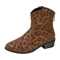 thumbnail image 1 of Ankle Boots for Women Western Cowboy Leopard Print Pointed Toe Low Block Heel Back Zip Booties 40, 1 of 7