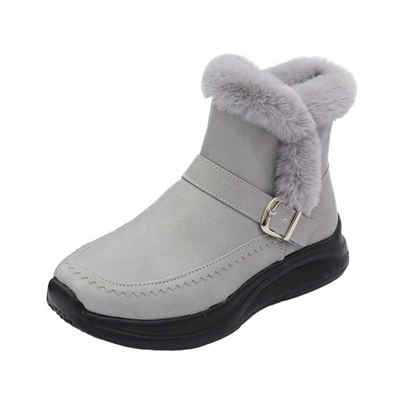 Ankle Boots for Women Winter Fashion Snow Boots with Thick Zipper and Metal Buckle for Warmth and Comfort Pu 41 Size
