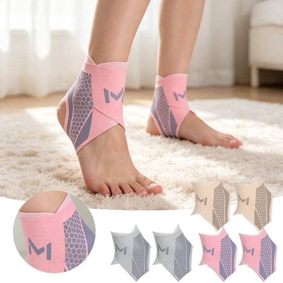 Ankle Brace (2Pcs) Compression Ankle Sleeve, Adjustable Support for Plantar Fasciitis, Tendonitis, Achilles Tendon, Sprained Ankle Relief, Sports Recovery,