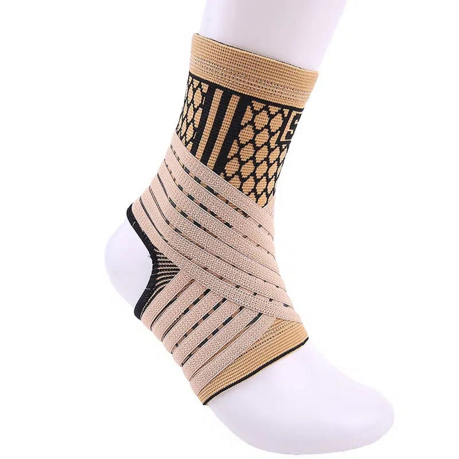 Ankle Brace Compression Sleeve with Adjustable Straps, Arch Support