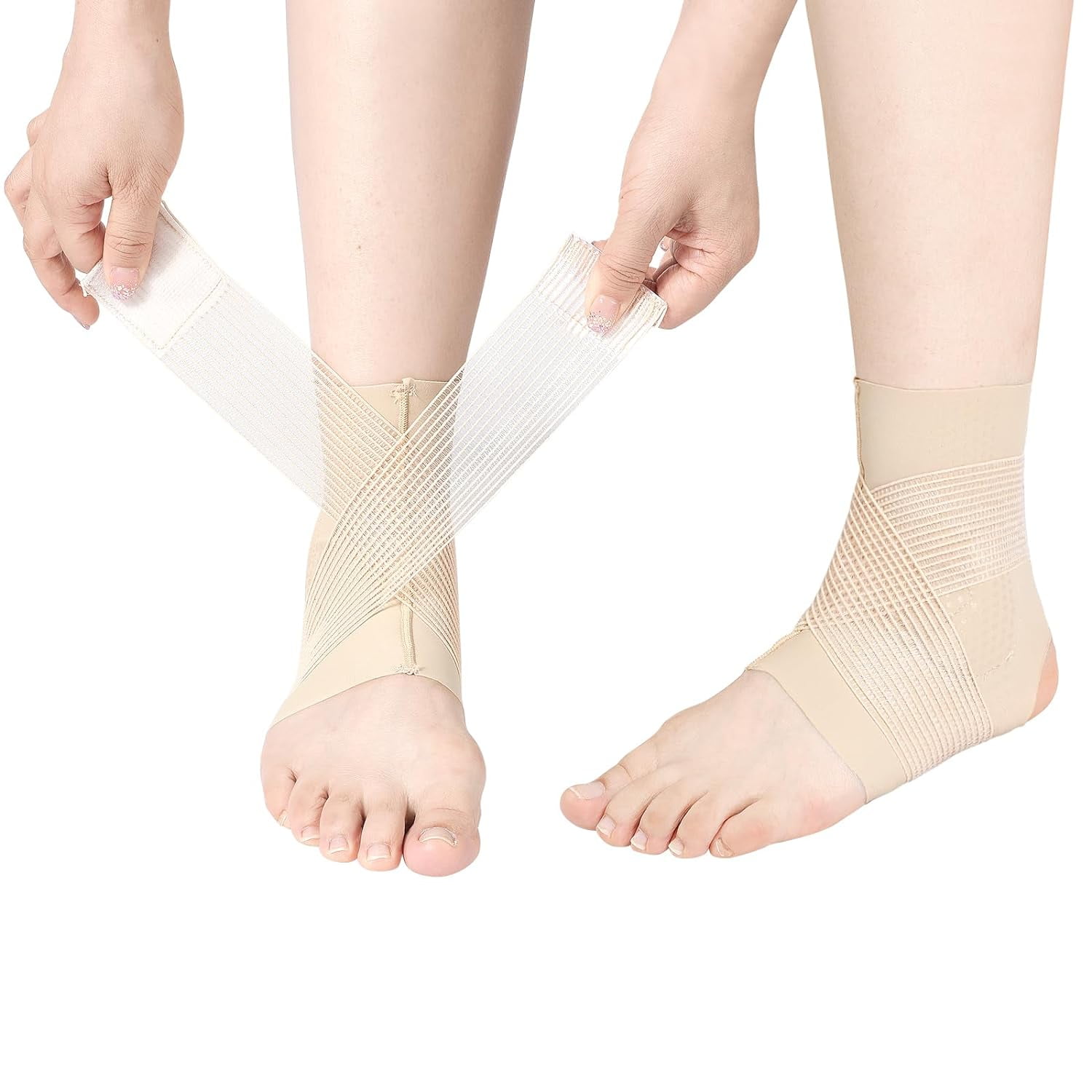 2 Pack Ankle Brace Ankle Wraps for Sprain, Compression Heel Sleeve Foot Wraps for Plantar