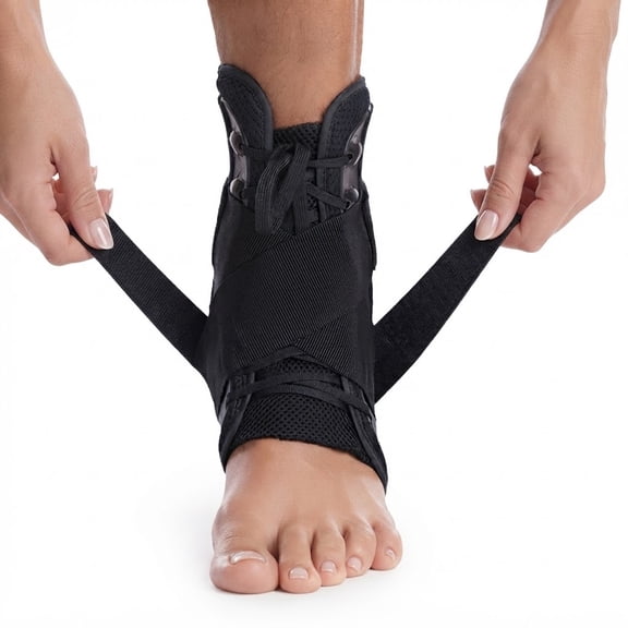 Ankle Brace and Support Stabilizer Adjustable Compression Foot Guard with Straps for Sports Injury Recovery and Sprained Joint Protection