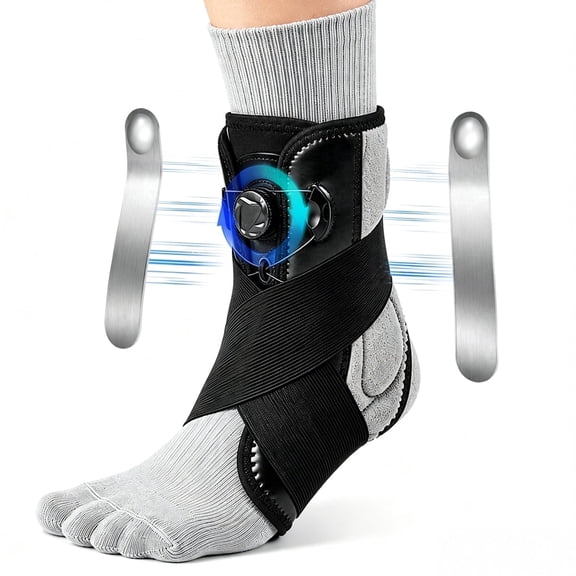 Ankle Brace for Men & Women, Adjustable Lace-up Ankle Support with Side Stabilizers for Recovery, Pain Relief & Stability, 1Pack, l