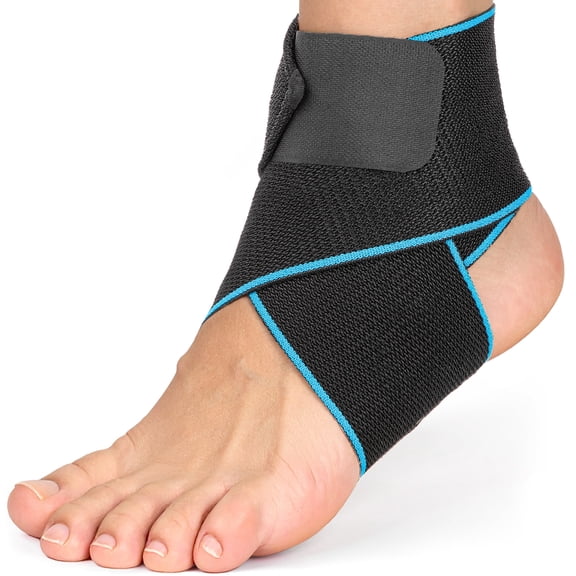 Ankle Brace for Plantar Fasciitis, Sprain, Achilles & Tendonitis (Black/Blue), Foot Wrap for Men & Women by Mata1