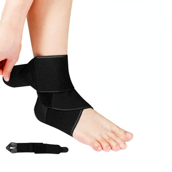 Ankle Brace for Sprained Ankle, Ankle Support for Women & Men, Adjustable Compression Wrap for Achilles Tendonitis & Plantar Fasciitis Relief (Black)