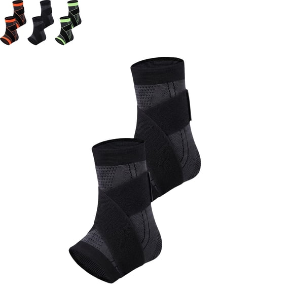 Ankle Brace with Adjustable Dual-Strap Compression, Copper-Infused Breathable Material, Arch Support, 2-Pack, for Sports & Daily Activity