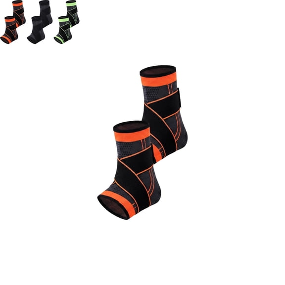 Ankle Brace with Adjustable Dual-Strap Compression, Copper-Infused Breathable Material, Arch Support, 2-Pack, for Sports & Daily Activity
